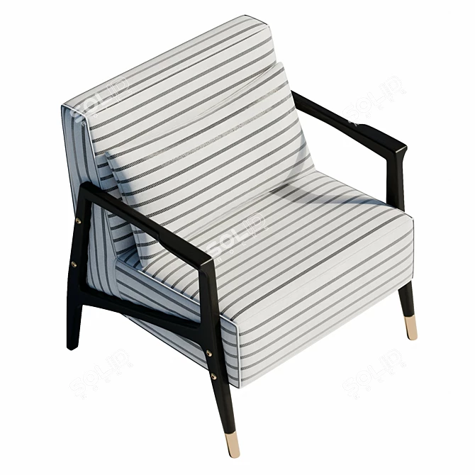 Leather Armchair with Armrests 81cm 3D model image 5