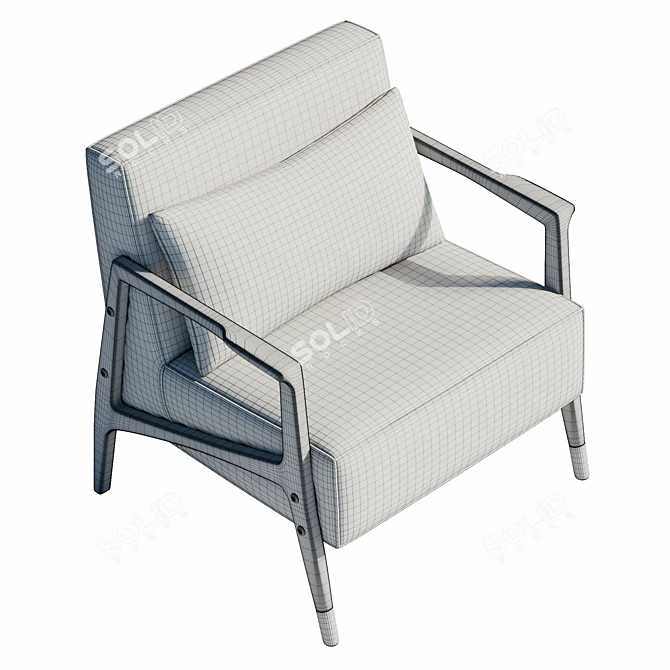 Leather Armchair with Armrests 81cm 3D model image 6