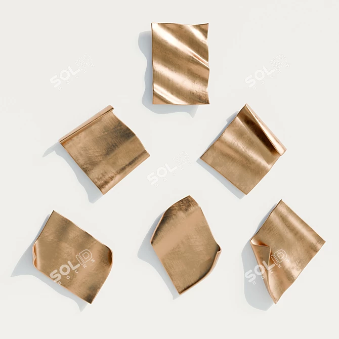 Golden Fluttering Pages Wall Decor 3D model image 1