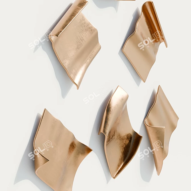 Golden Fluttering Pages Wall Decor 3D model image 2