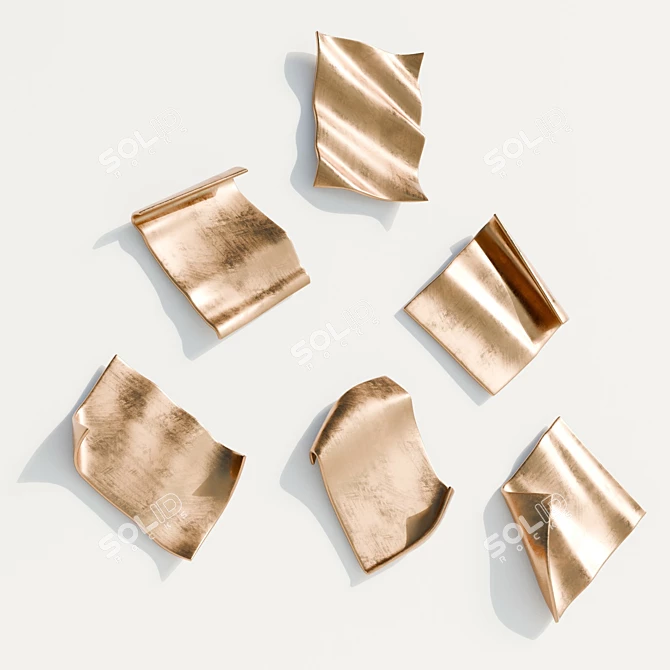 Golden Fluttering Pages Wall Decor 3D model image 3