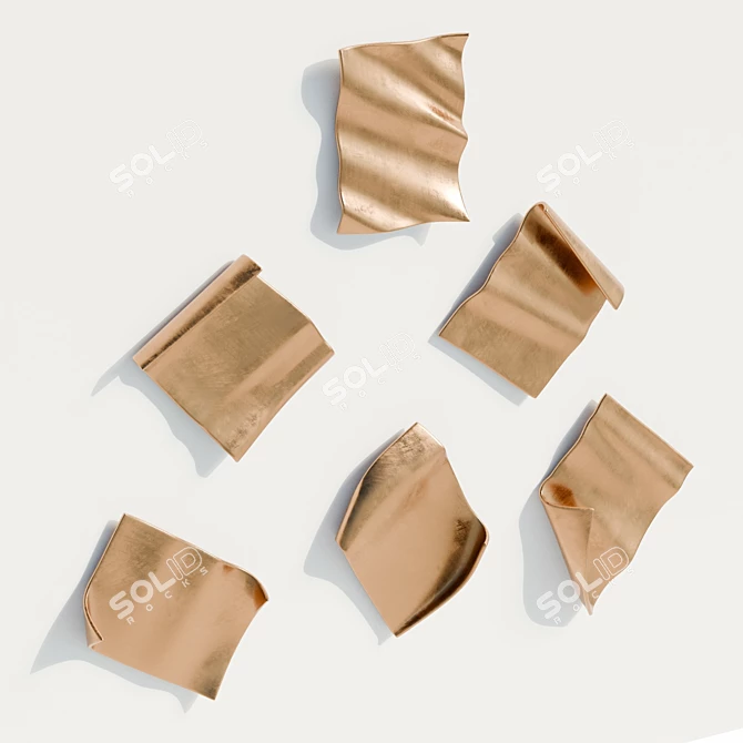 Golden Fluttering Pages Wall Decor 3D model image 4