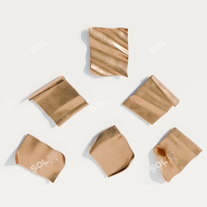 Golden Fluttering Pages Wall Decor 3D model image 5