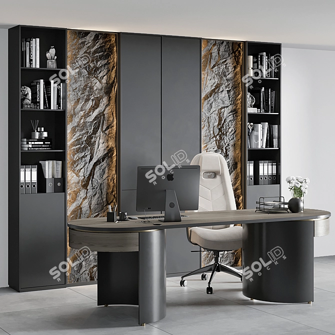 Modern Boss Desk Furniture 3D 3D model image 1