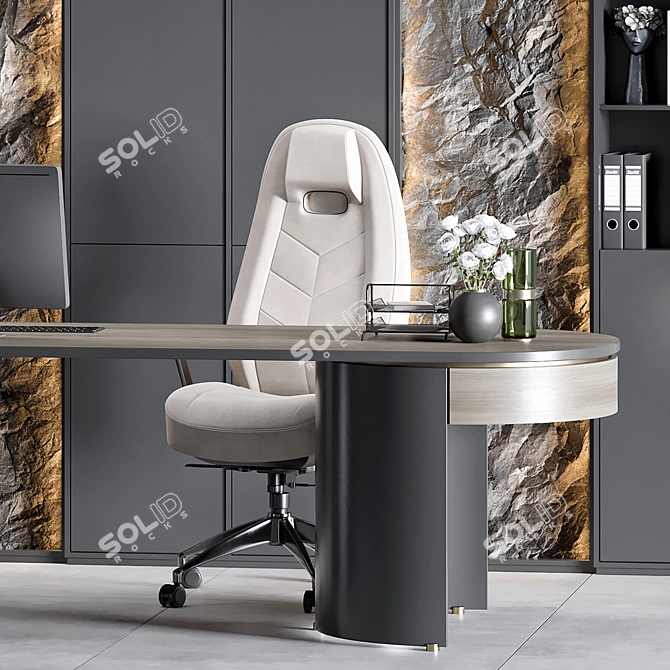 Modern Boss Desk Furniture 3D 3D model image 2