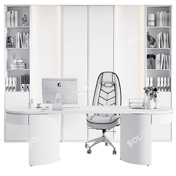 Modern Boss Desk Furniture 3D 3D model image 6