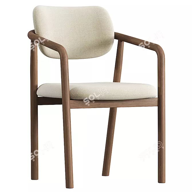 Elegant Beige Dining Chair 3D model image 1