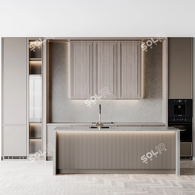 Customizable Modern Kitchen Unit 3D model image 2