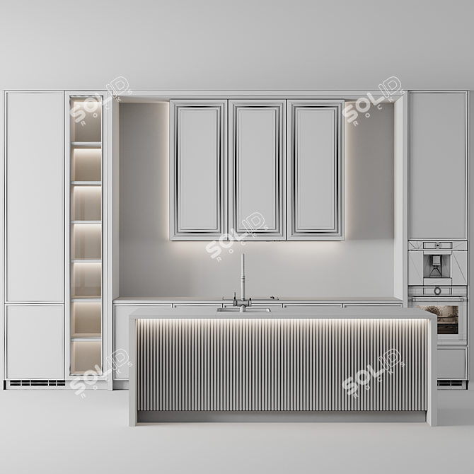 Customizable Modern Kitchen Unit 3D model image 8