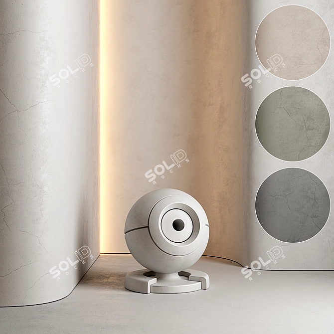 Cracked Plaster Wall Texture Pack 3D model image 1