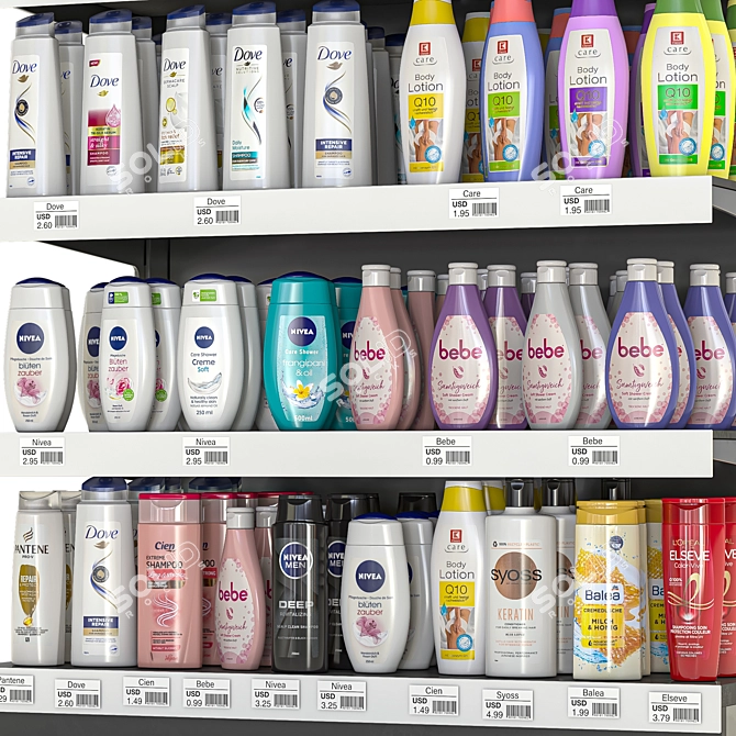 Shampoo Bottle Display Shelving 3D model image 7