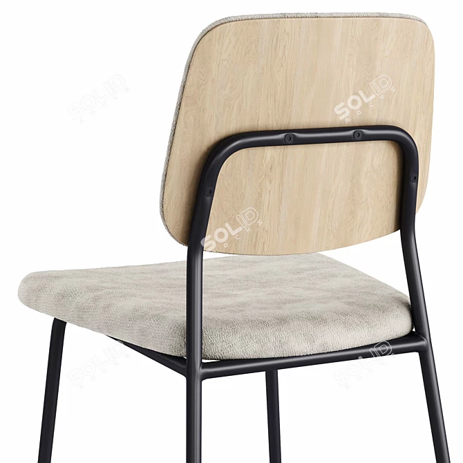 Stylish Oak Stackable Chair 3D model image 5