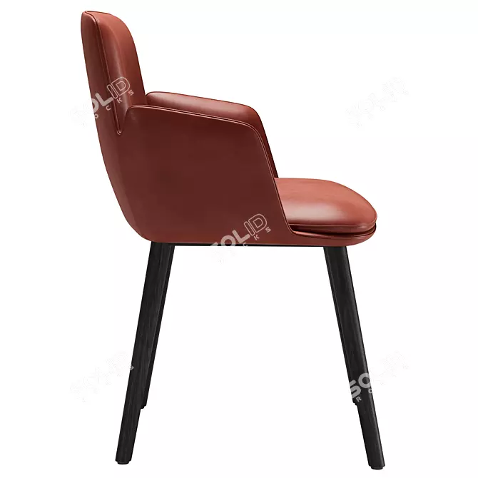 Modern Wing Chair in Leather 3D model image 3