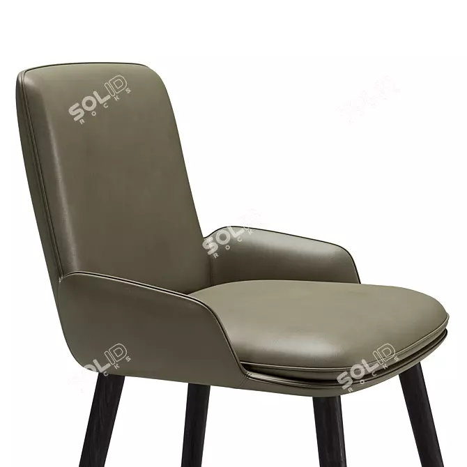 Modern Wing Chair in Leather 3D model image 5