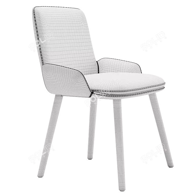 Modern Wing Chair in Leather 3D model image 6