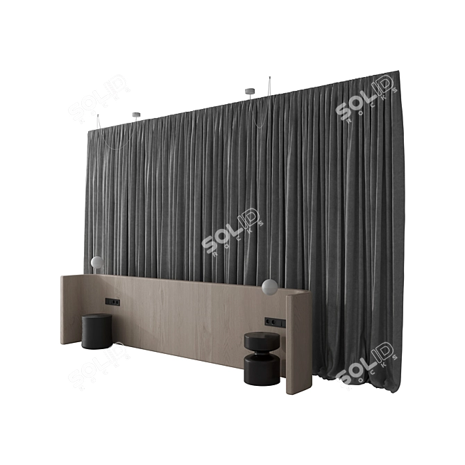 Luxury Headboard Wall Panel Set 3D model image 2