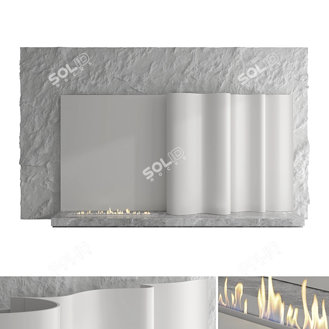 Modern Biofireplace Wall Set 3D model image 1