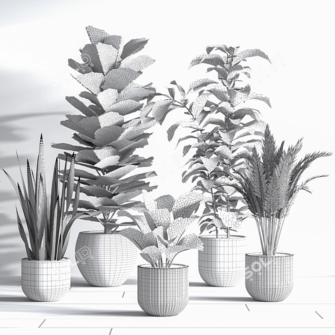 Sleek Indoor Plant Set 3D model image 7