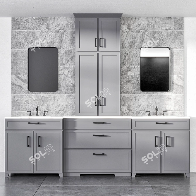 Modern Bathroom Furniture Set 3D model image 4