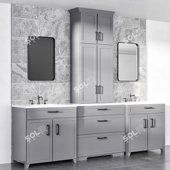 Modern Bathroom Furniture Set 3D model image 5