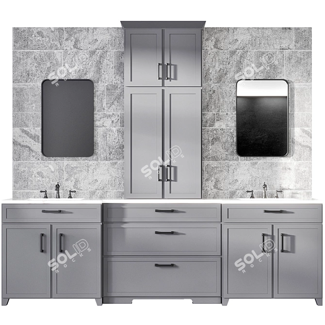 Modern Bathroom Furniture Set 3D model image 1