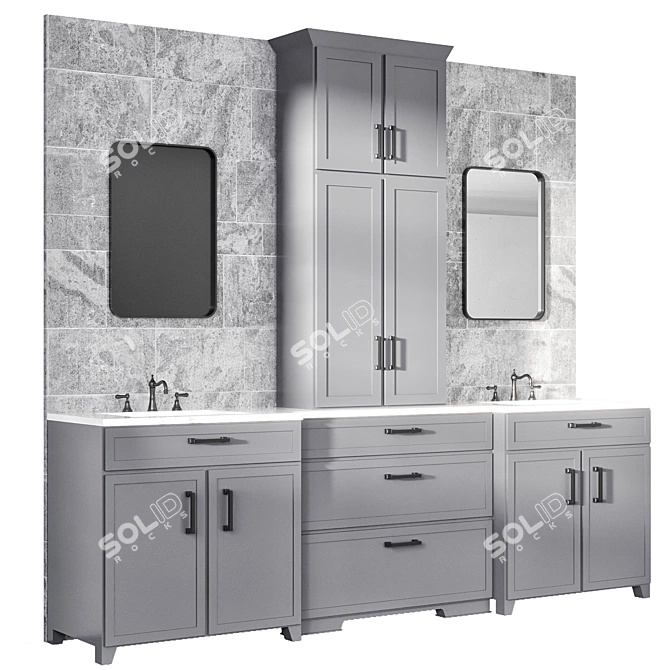 Modern Bathroom Furniture Set 3D model image 2