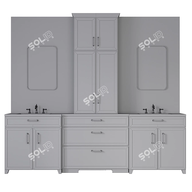 Modern Bathroom Furniture Set 3D model image 3