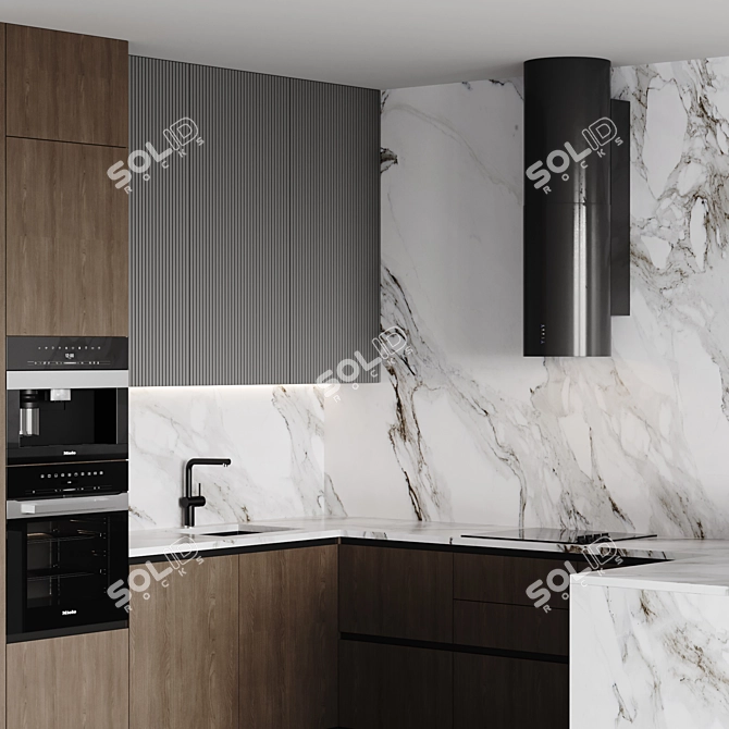 Customizable Modern Kitchen Set 3D model image 5