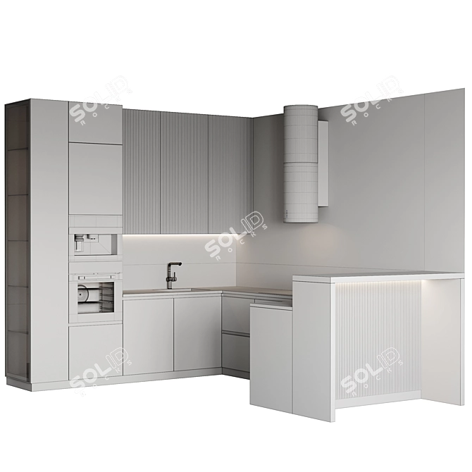 Customizable Modern Kitchen Set 3D model image 6