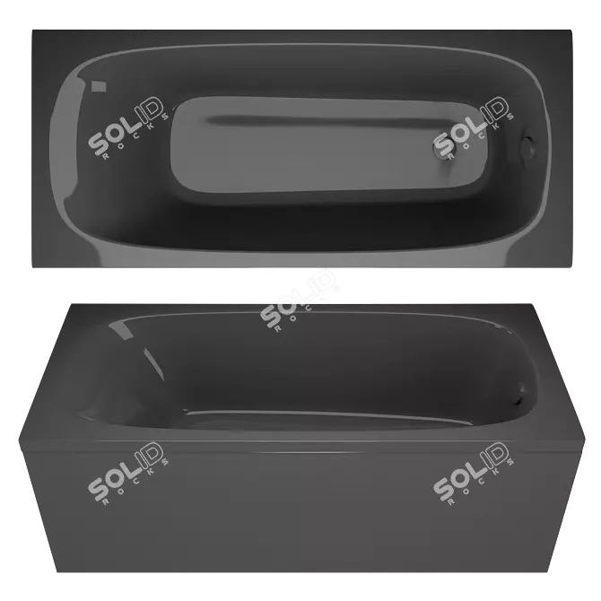 Elegant Gray Matte Acrylic Bathtub 3D model image 1