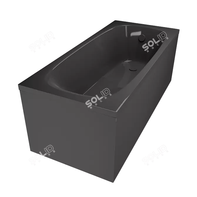 Elegant Gray Matte Acrylic Bathtub 3D model image 2