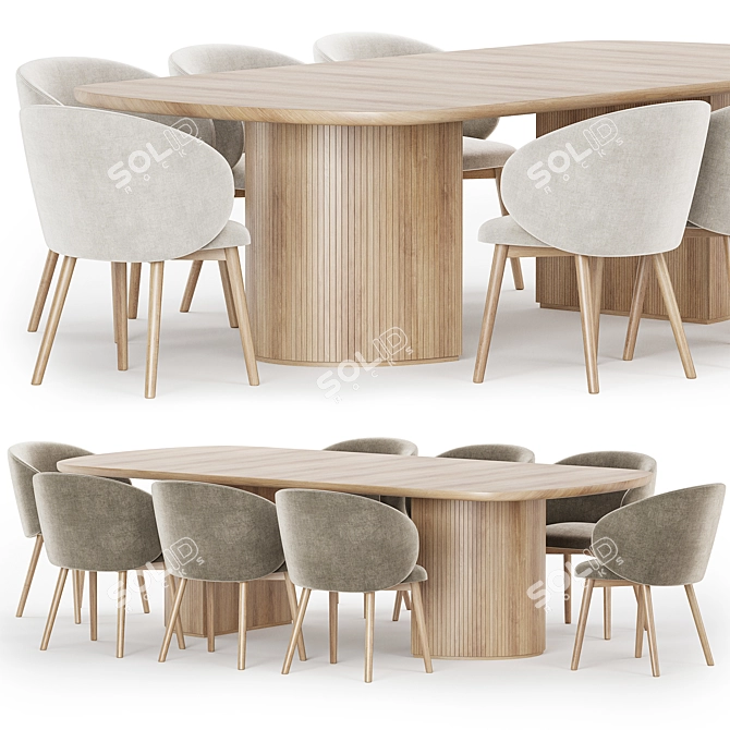 Modern Dining Set Collection with Chairs 3D model image 3