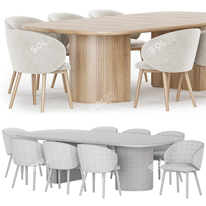 Modern Dining Set Collection with Chairs 3D model image 4