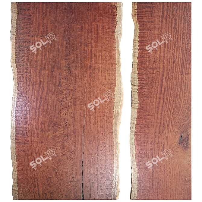 Bubinga Slabs Wooden Table Set 3D model image 2