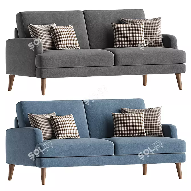 Hevit Blue Velvet Sofa	Model 3Ds Max FBX MAT 3D model image 1