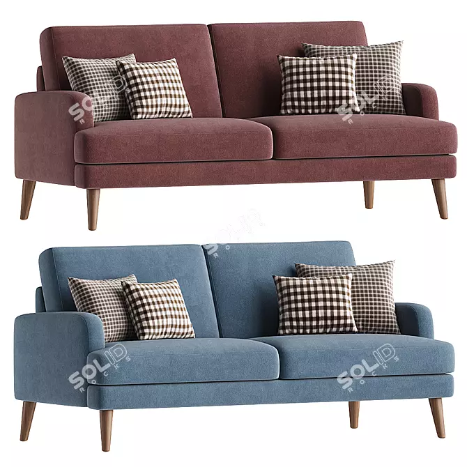 Hevit Blue Velvet Sofa	Model 3Ds Max FBX MAT 3D model image 2