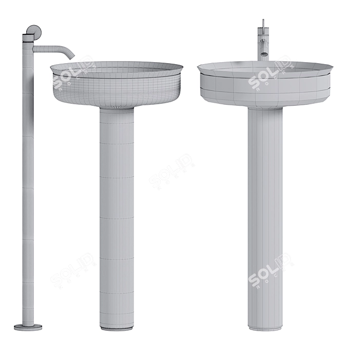 Undici Stainless Steel Column Sink 3D model image 4