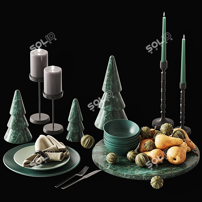 Marble Christmas Kitchen Decor 3D model image 1