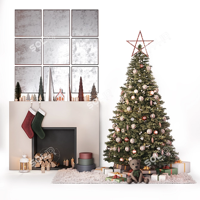 Festive Tree Model with Decor 3D model image 1