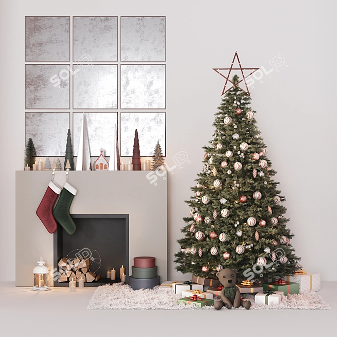 Festive Tree Model with Decor 3D model image 2