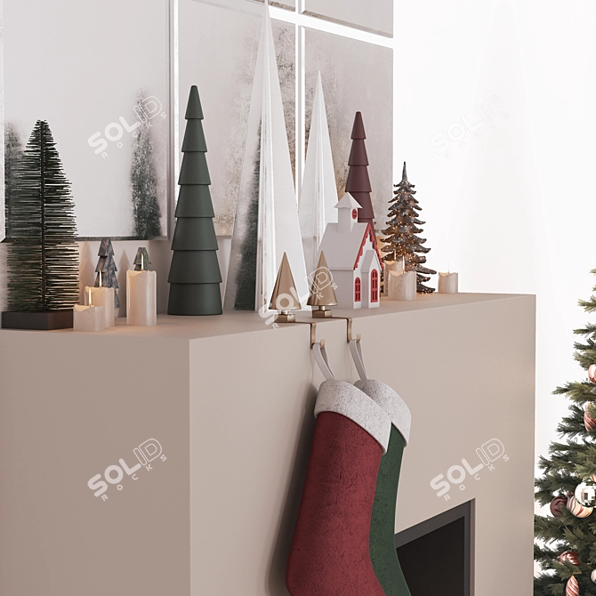 Festive Tree Model with Decor 3D model image 4