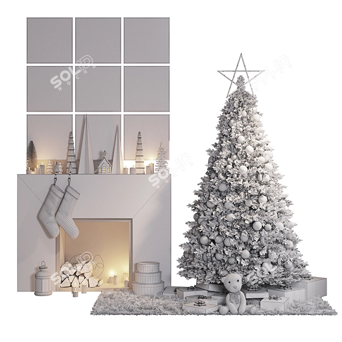 Festive Tree Model with Decor 3D model image 7