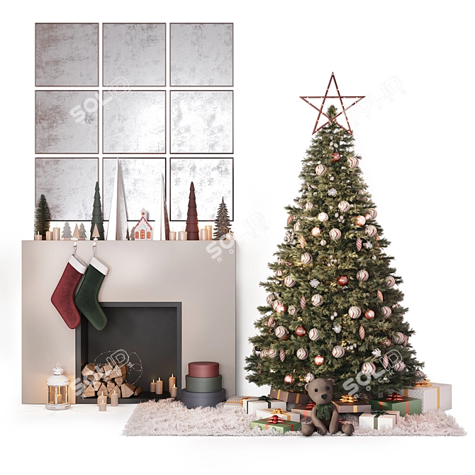 Festive Tree Model with Decor 3D model image 8