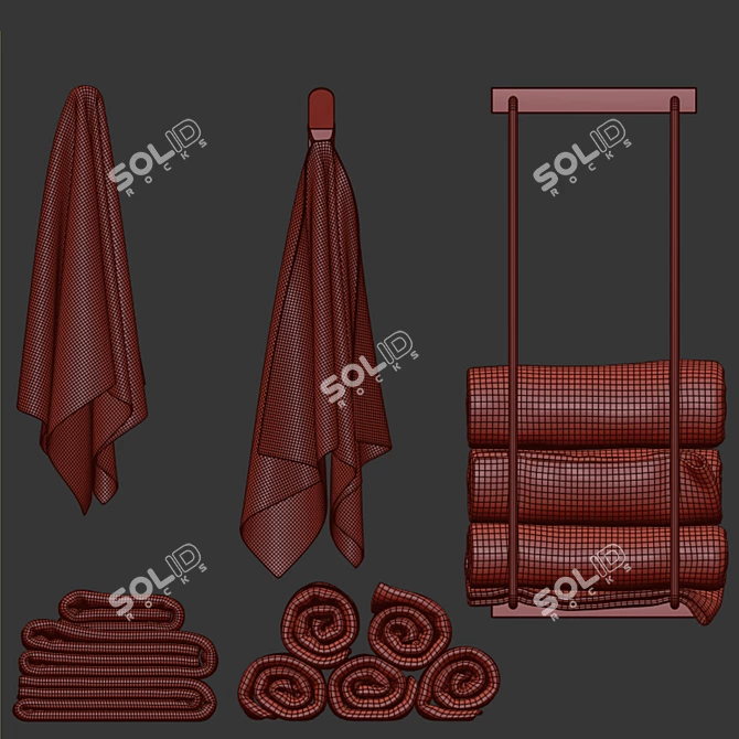 Copenhagen Bath Towel Hanger Rack 3D model image 3