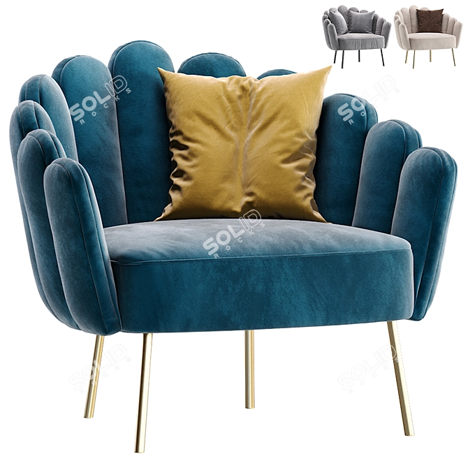 Elegant Armchair Amira: 3D Model 3D model image 1