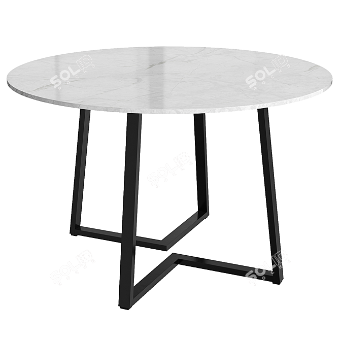 Elegant Black Marble Dining Table 3D model image 2