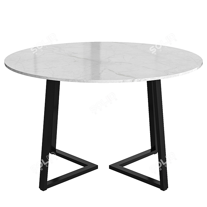 Elegant Black Marble Dining Table 3D model image 3