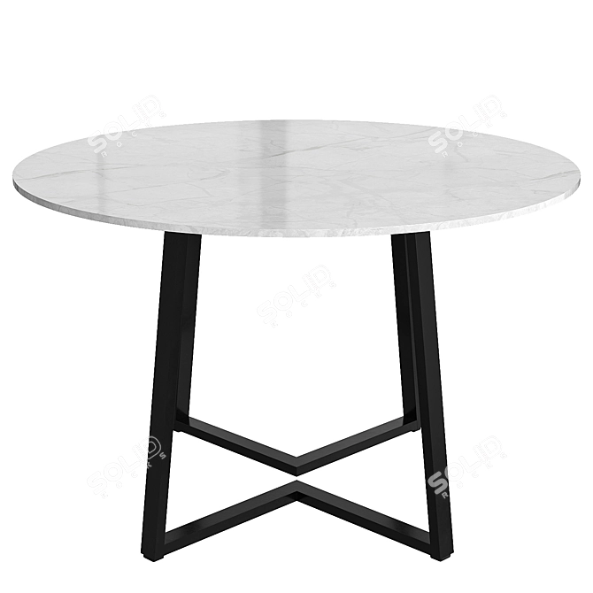 Elegant Black Marble Dining Table 3D model image 4