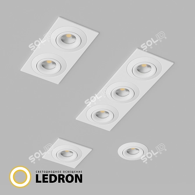Square Recessed LED Lights, IP20 3D model image 1