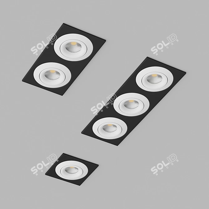 Square Recessed LED Lights, IP20 3D model image 6